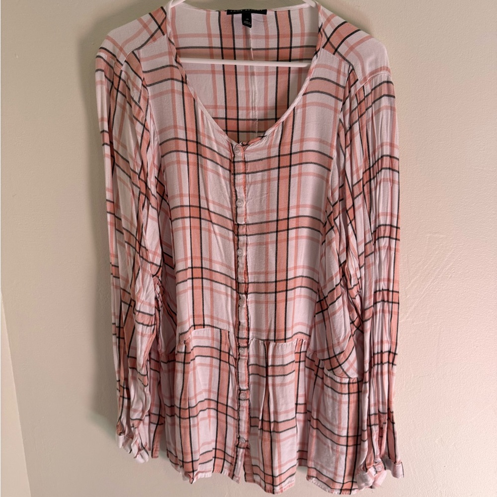 Lane Bryant Pink Plaid Blouse